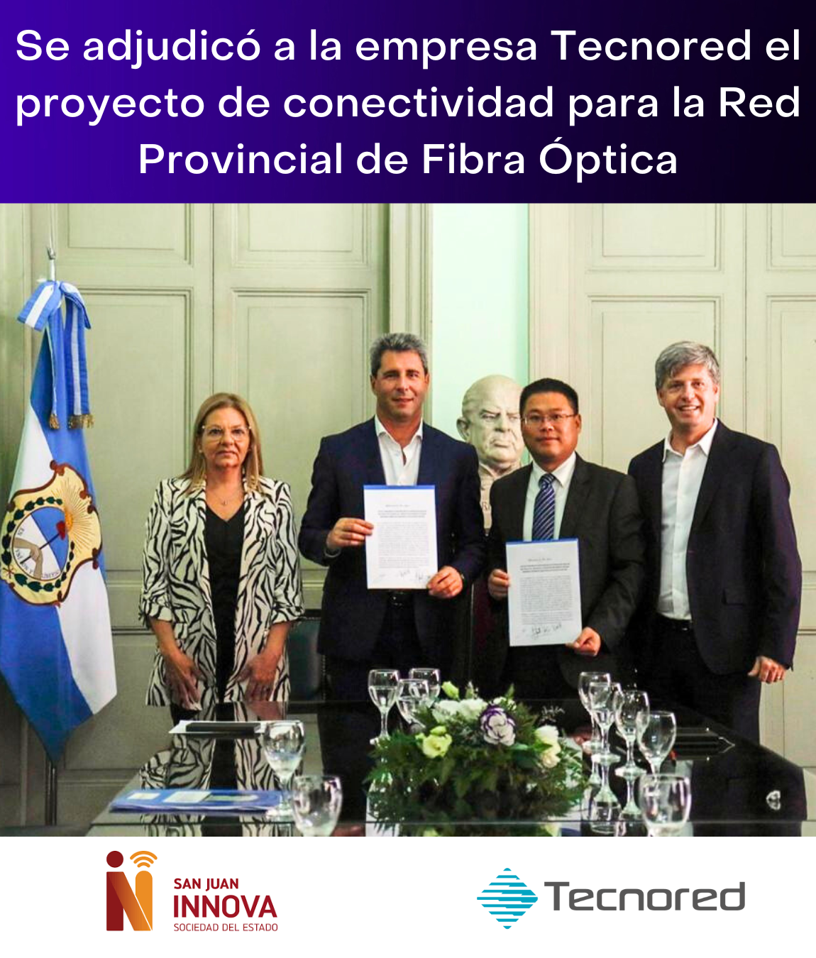 El gobierno de San Juan adjudicó a Tecnored el proyecto para iluminar su Red Provincial de Fibra Óptica